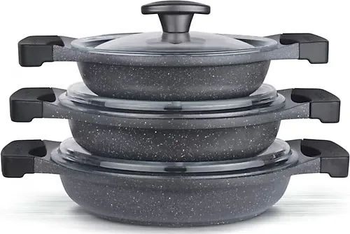 Thermoad Gri 6 Parça Alüminyum Döküm Sahan Seti