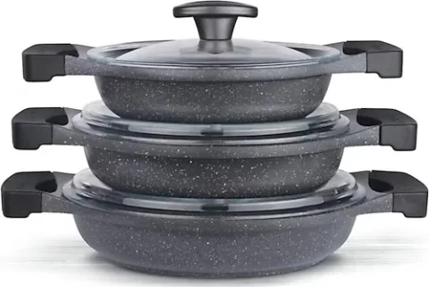 Thermoad Gri 6 Parça Alüminyum Döküm Sahan Seti